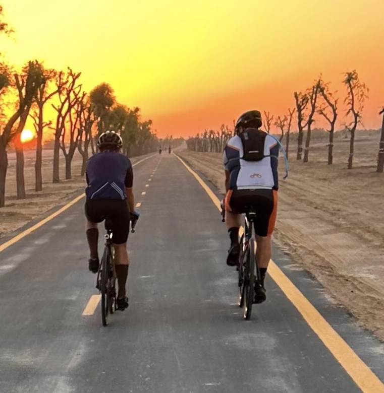 Cycling at sunrise